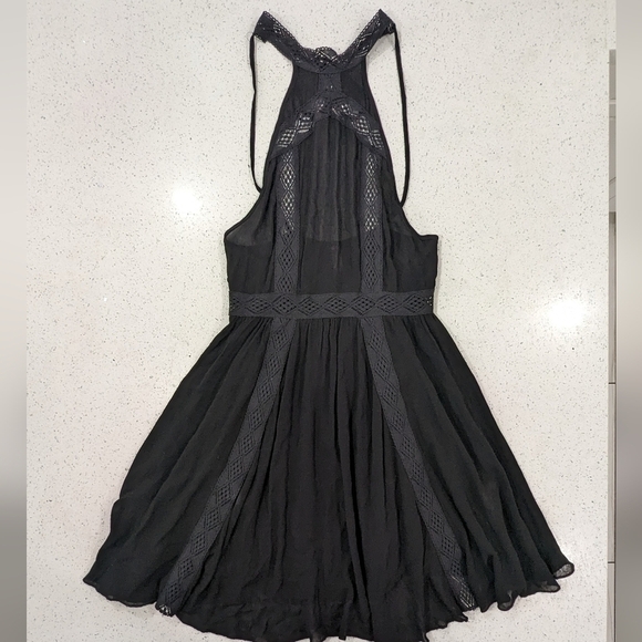 Intimately by Free People Black Gauze Chemise Dress Halterneck Sleeveless XS - Picture 4 of 11